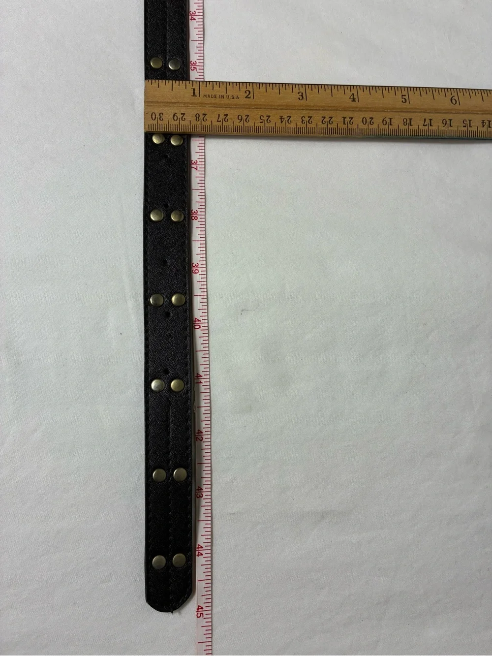 Plus size women’s belt Black Faux Leather Brass Buckle studded chocolate brown